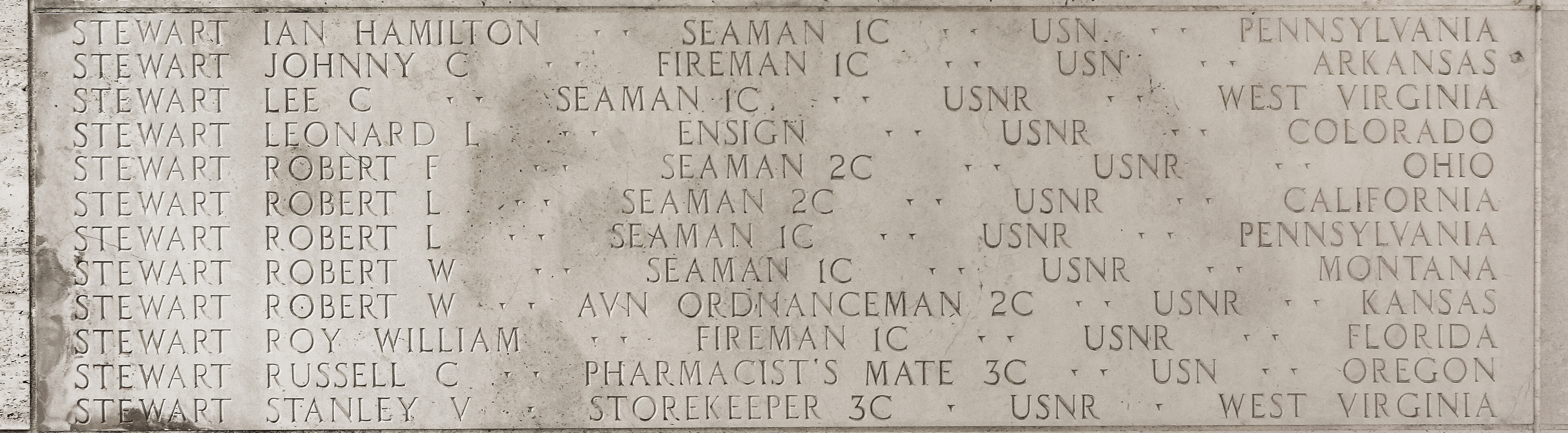 Stanley V. Stewart, Storekeeper Third Class